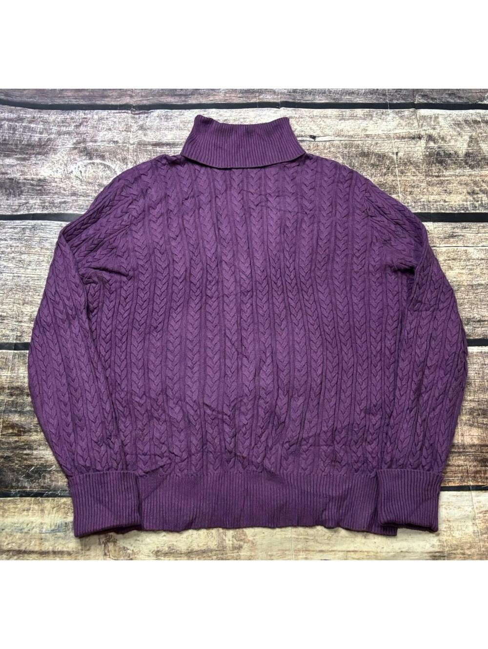 VTG Eddie Bauer Sweater Womens 2XL Angora Cashmere Blend Cable Knit Turtleneck